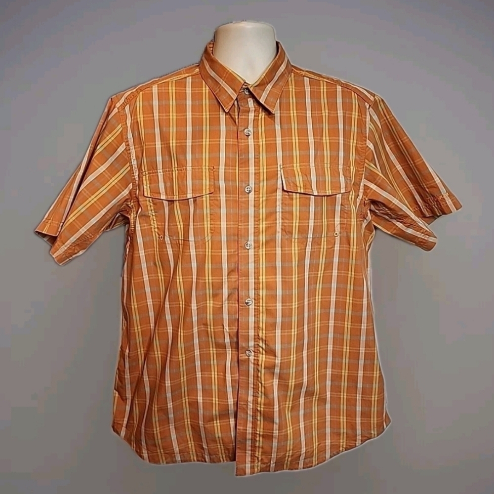 Columbia  Titanium Shirt Men's SIZE Large Rust Orange White  Outdoor